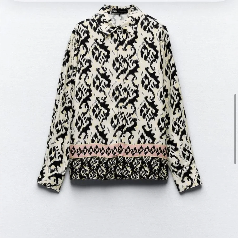 New Patterned Black and White shirt with Pink Accents - Picture 5 of 6